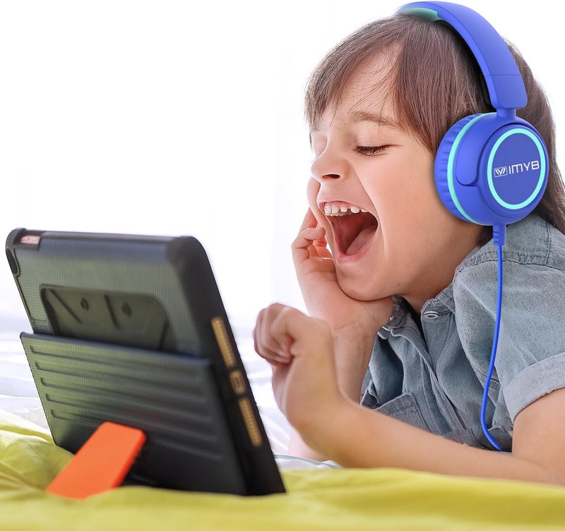IMYB Kids Headphones, V1 Wired Stereo Foldable Tangle-Free 3.5mm Adjustable On-Ear Headphones for Kids for School/Toddlers/Childrens/Teens/Boys/Girls/Ipad/Tablet/Kindle/Phones/Travel/Plane (Blue) - Image 2